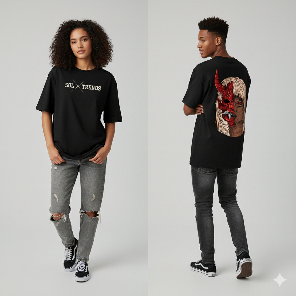 DEMON DUALITY Oversize T-Shirt – Oni Mask
