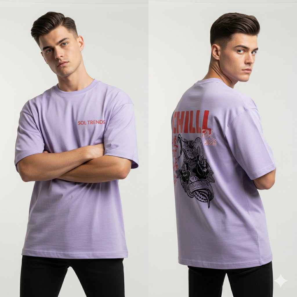 CHILL Snake Bloom Oversize T-Shirt – Lavender Edition