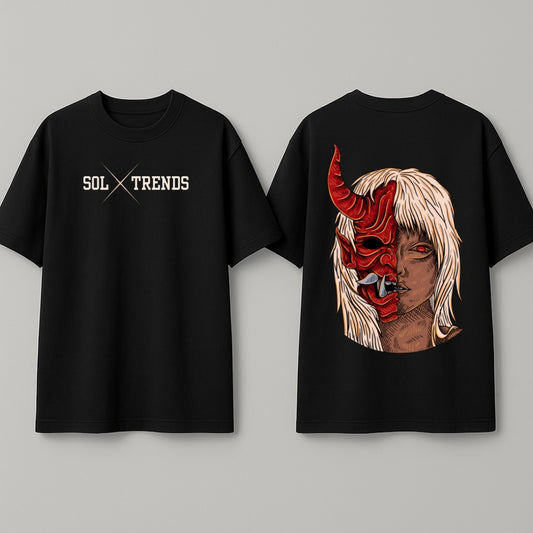 DEMON DUALITY Oversize T-Shirt – Oni Mask