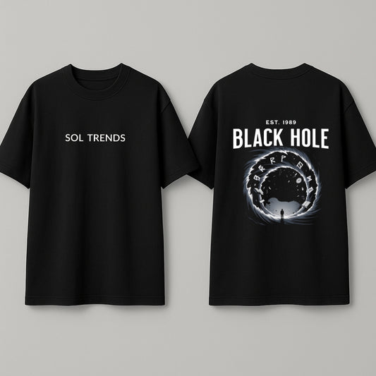 BLACK HOLE Cosmic Vortex  Oversized T-Shirt – Black